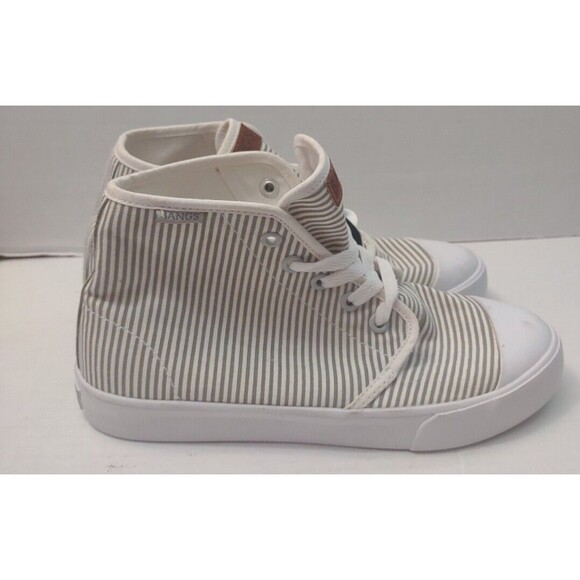 Bangs Gray white stripes High Top Lace Up Shoes Women's Size 6/Men’s Size 4.5 - Picture 2 of 9